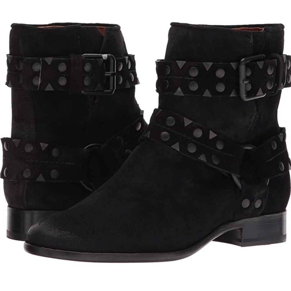 FRYE Carly Stud Short Suede Boot/Booties Black Sz 7.5